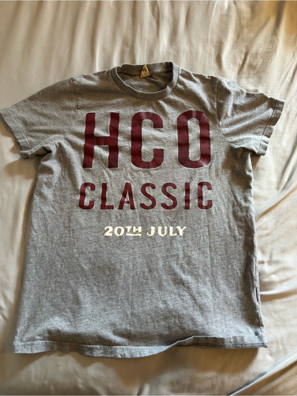 Hollister Gray Tee with Burgundy Logo